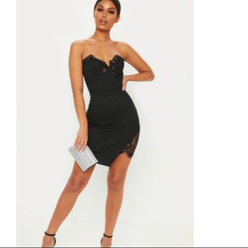 Black sweetheart bodycon lace dress